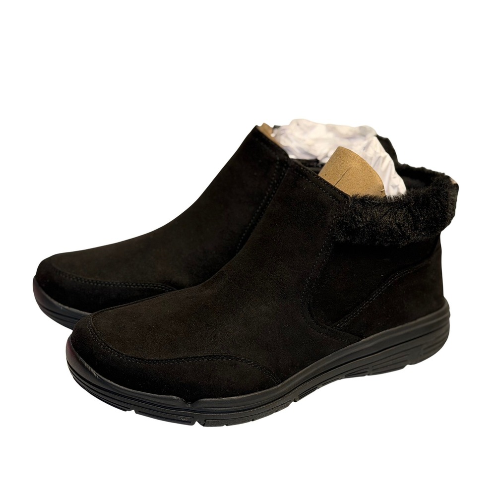 Ryka Amaze Water-Repellent Cozy Lined Ankle Booties Black Faux Fur Women Size 9W